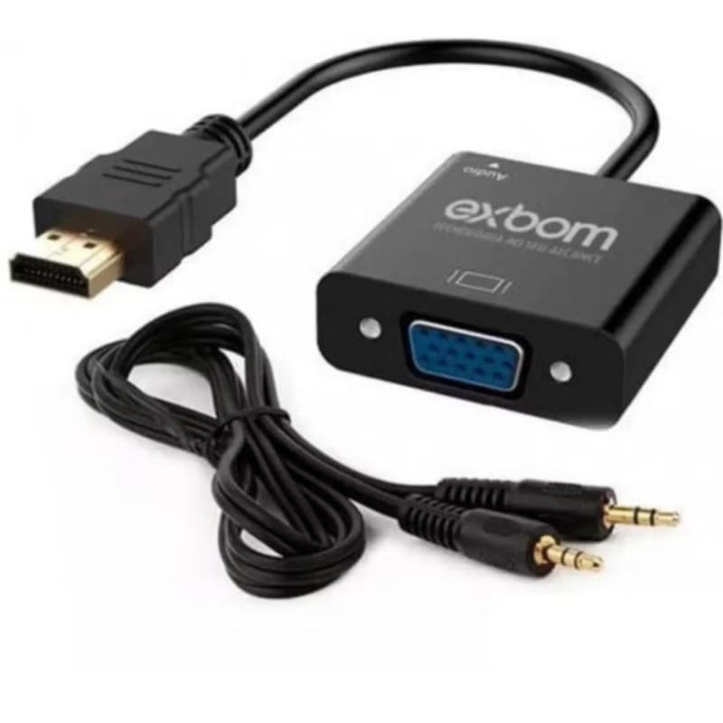 Cabo Conversor Adaptador Hdmi Para Vga Com Saída P2 Áudio