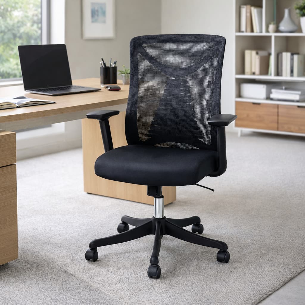 Cadeira Diretor Conforto Ergonômica Giratória NR17 Vancouver Tela Mesh Preta | Pronta Entrega
