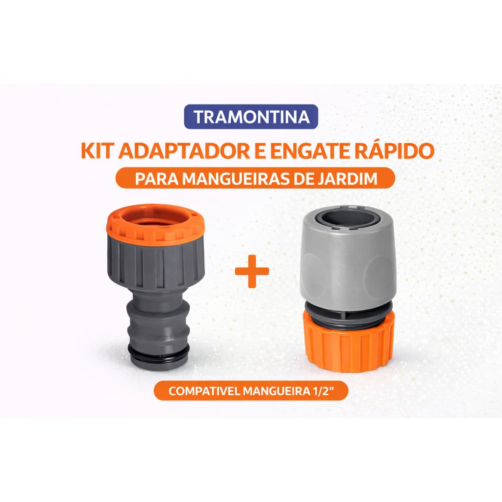 Kit Tramontina 1Adaptador Conector Fêmea Torneira - 1 Engate Rápido Mangueira Jardim Água Irrigação