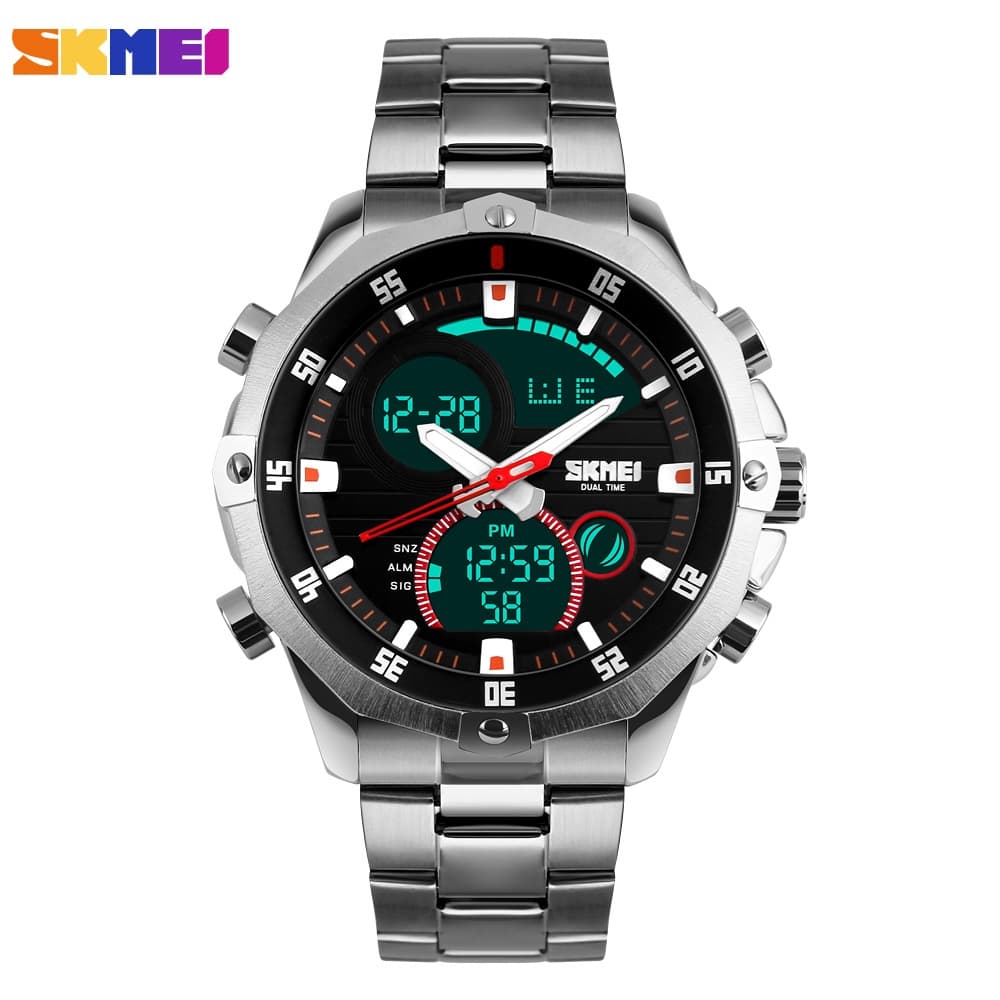 Relógio Masculino Skmei AnaDigi 1146 Prata e Preto, Original, Resistente a Agua 1 Ano de Garantia