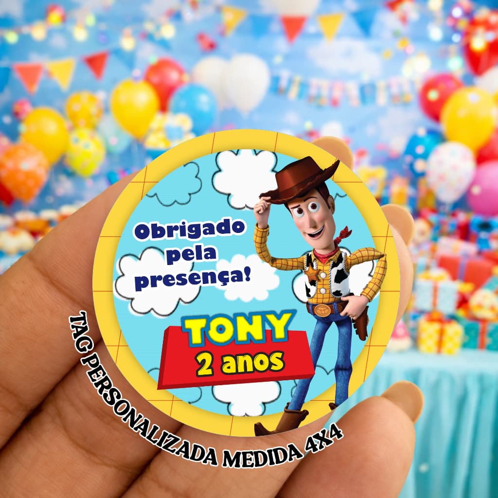 Tags de Agradecimento Personalizadas Toy Story impressão em papel fosco 180g