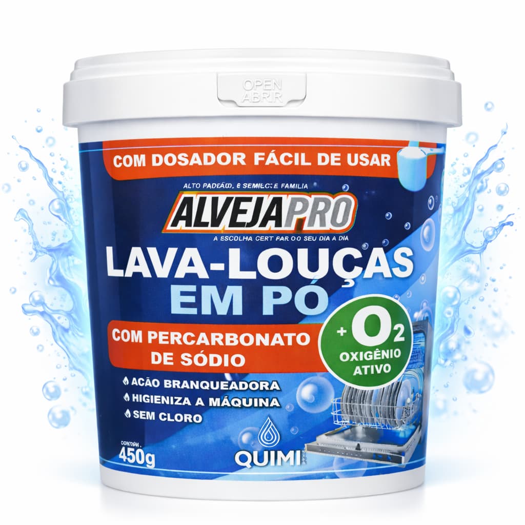Lava Louças em Pó 450g com Percarbonato de Sódio +O2 Oxigênio Ativo ALVEJAPRO