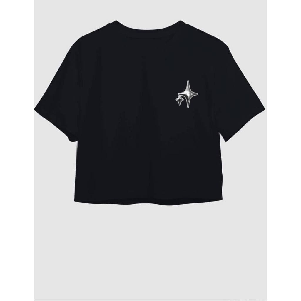 Cropped Estrela Minimalista 100% Algodão Estampa Delicada Brilho Casual Confortável Alta Qualidade