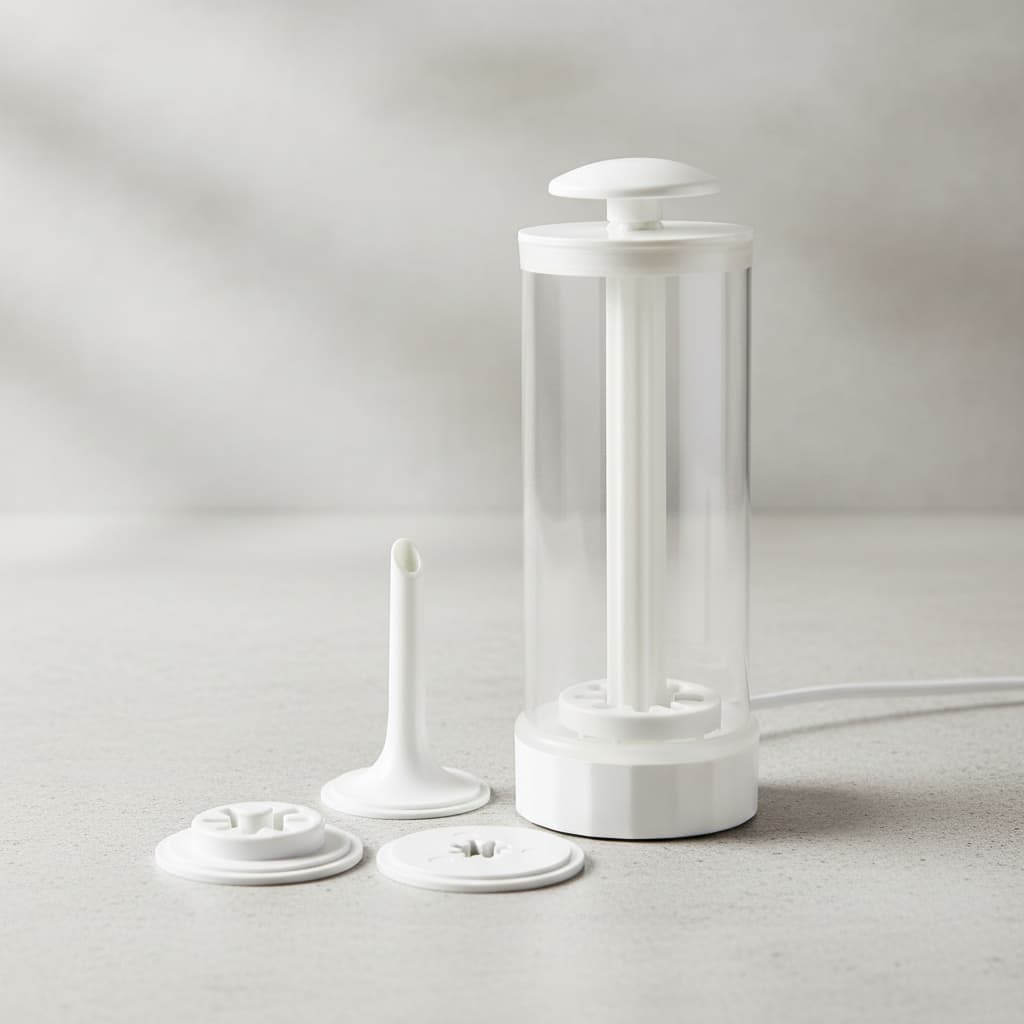 Kit Máquina Manual Modelador de Massa de Churros Com Bico P/ Recheio - Branco BPA FREE