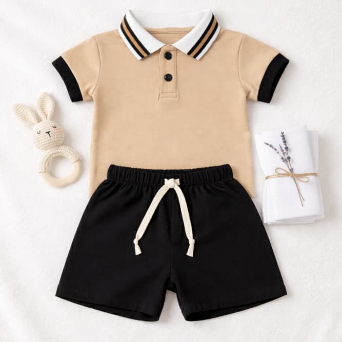 Conjunto Infantil Polo Masculino 👕 Look Fresquinho, Elegante e Perfeito para o Seu Pequeno
