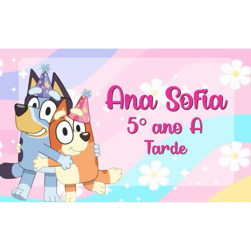 Etiqueta escolares personalizadas Bluey/Bingo, menino ou menina, vários temas