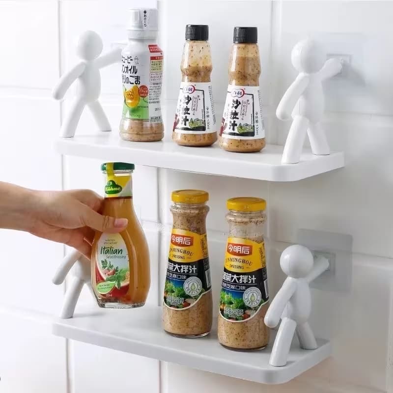 Kit 2 Prateleiras Suporte Organizadoras Multiuso Autocolante Estilo Moderna Para Banheiro Cozinha Decorativas De Bonecos