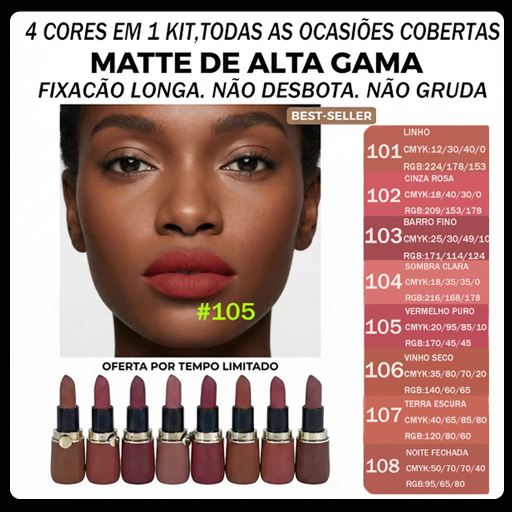 Kit Batoms Foscos Aveludado -Ideal para Todas as Ocasiões, Longa Duração e à Prova D'água