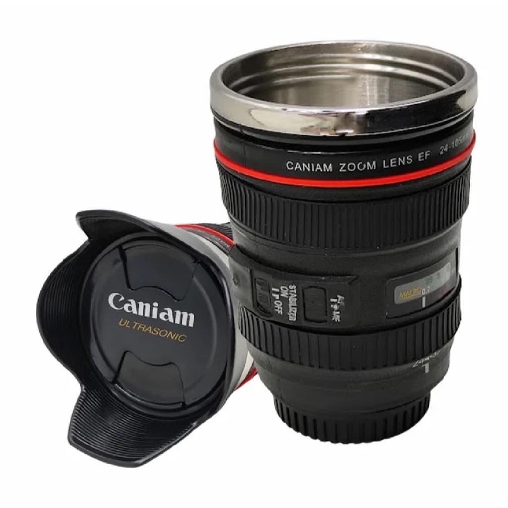 Caneca Copo Termico Inox Lente Camera Maquina Fotografica