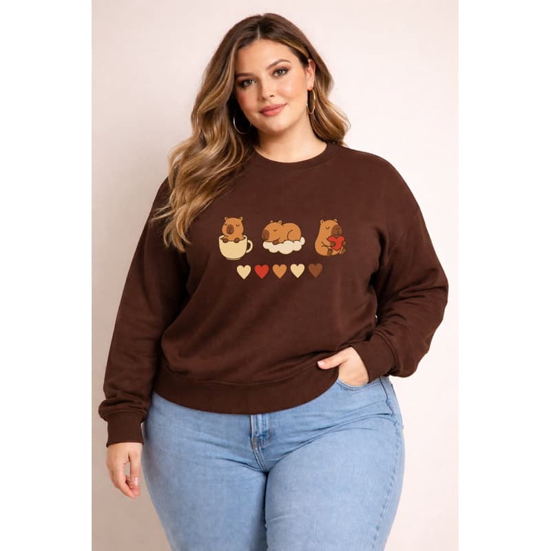 Blusa Moletom Plus Size Feminina Estampada