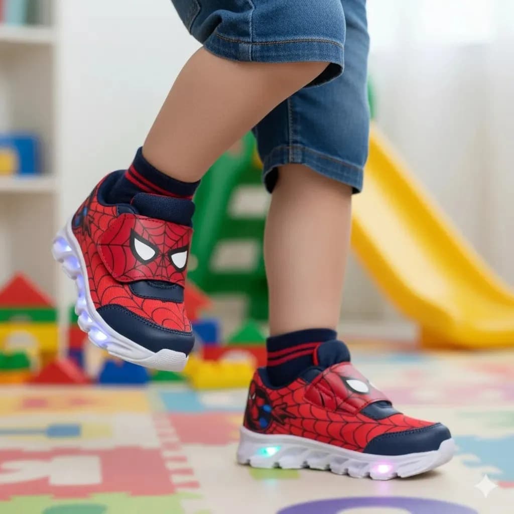 Tênis Infantil De LED Linha Premium Personagem Calce facil Com Velcro Luz Brilha 24 ao 33