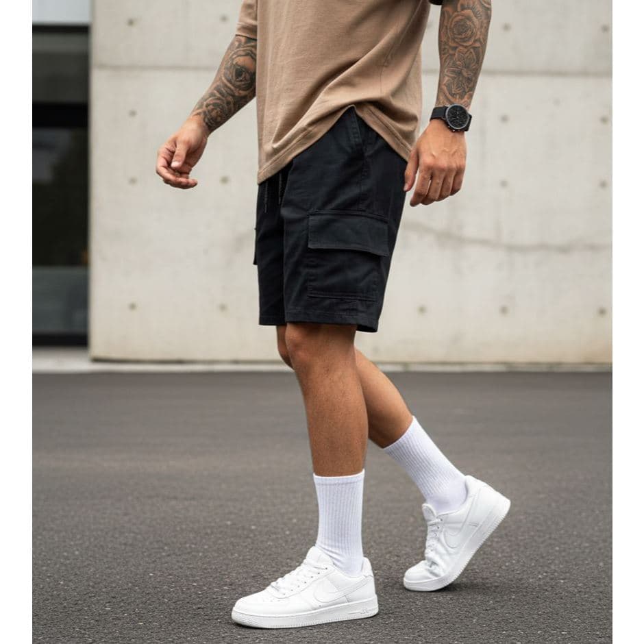 Bermuda Cargo Masculino Short Bolsos Laterais Premium Preto Casual Streetwear