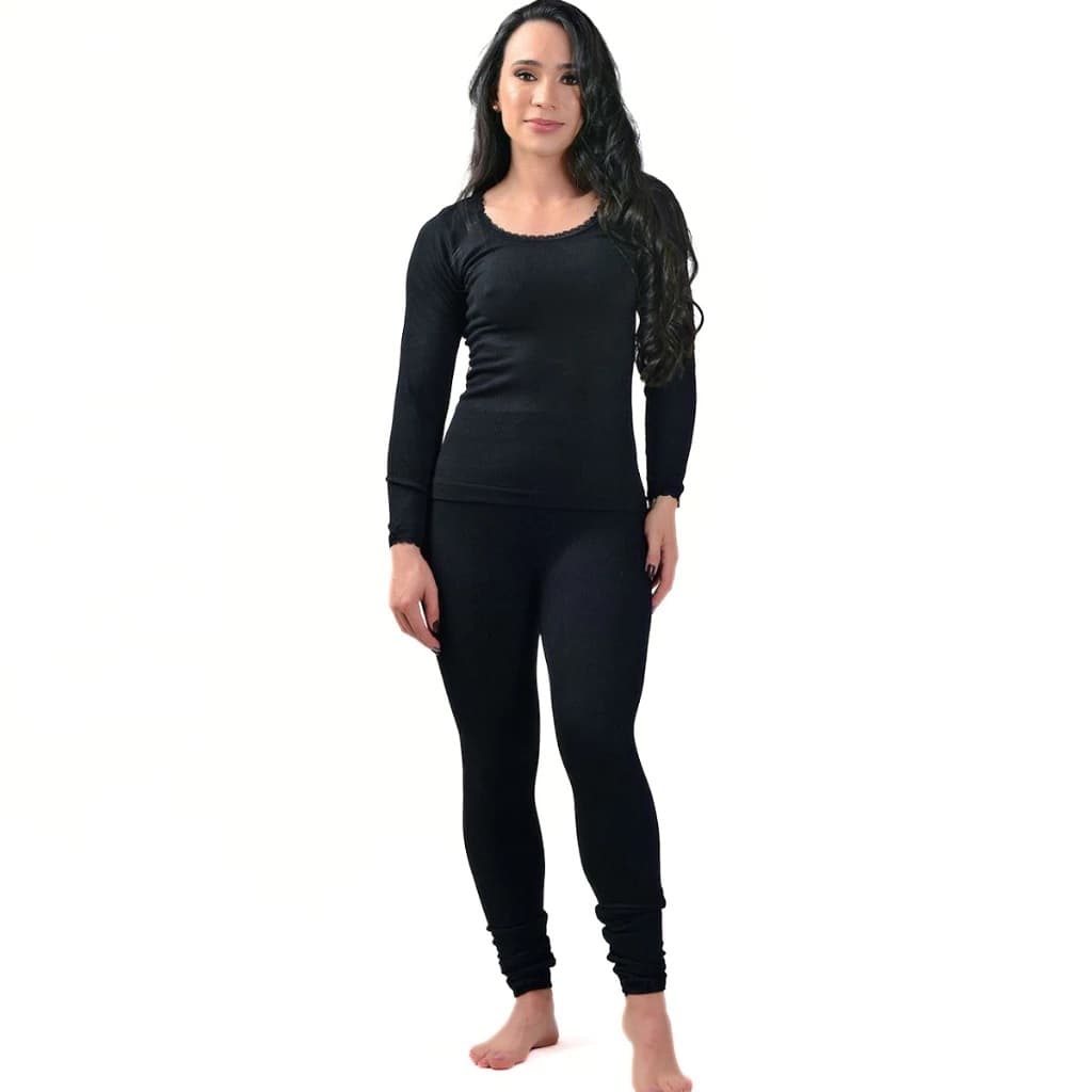 Conjunto Feminino de Algodão Calça e Blusa Manga Longa Casual