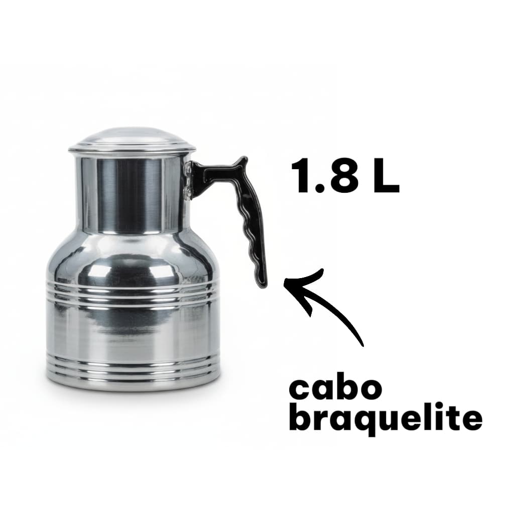 Moringa 1.8L em Alumínio Polido com Cabo Ideal para Água e Suco