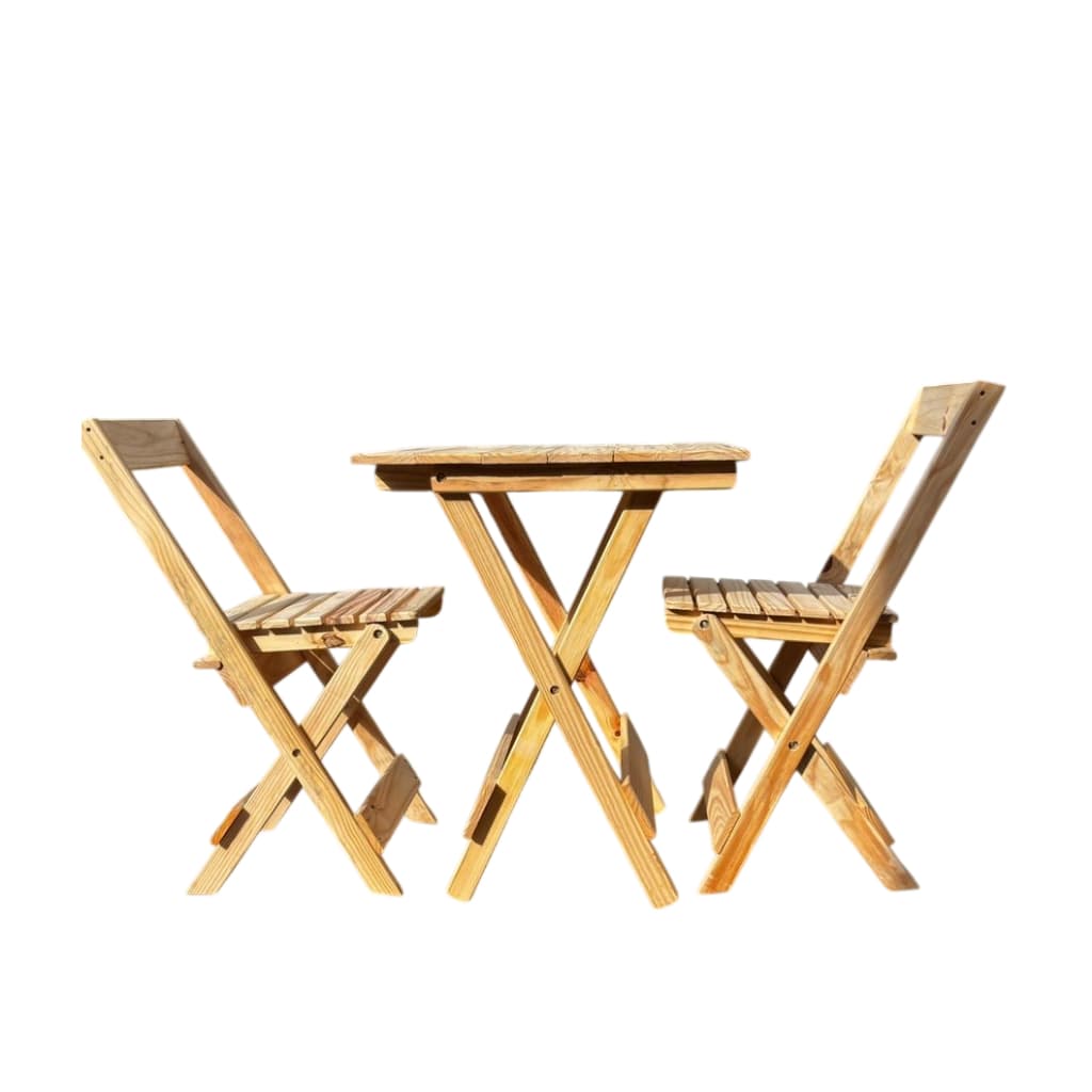 Mesa e Cadeiras Dobráveis em Pinus – Kit Completo Compacto Para Restaurante Evento Família