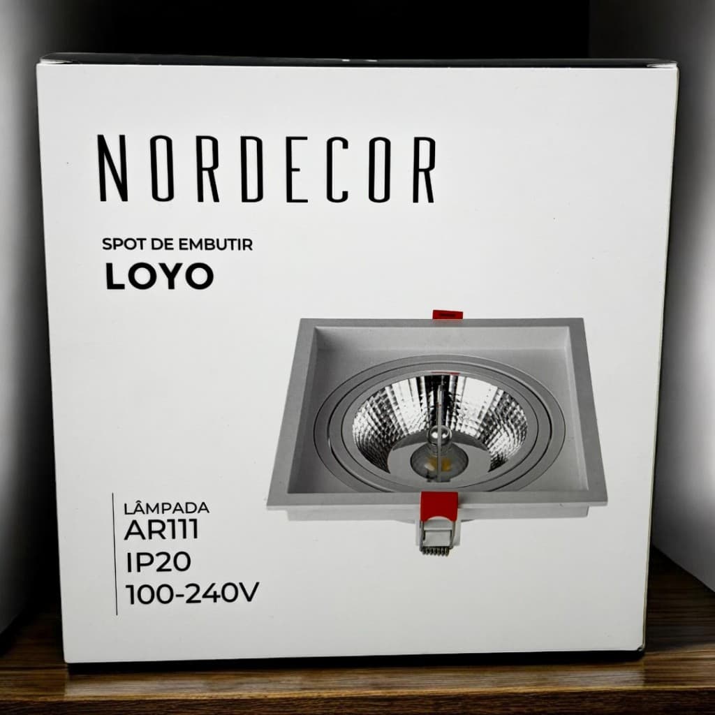 Spot Embutir AR111 Loyo Nordecor Branco, Preto, Redondo, Quadrado, Simples ou Duplo.