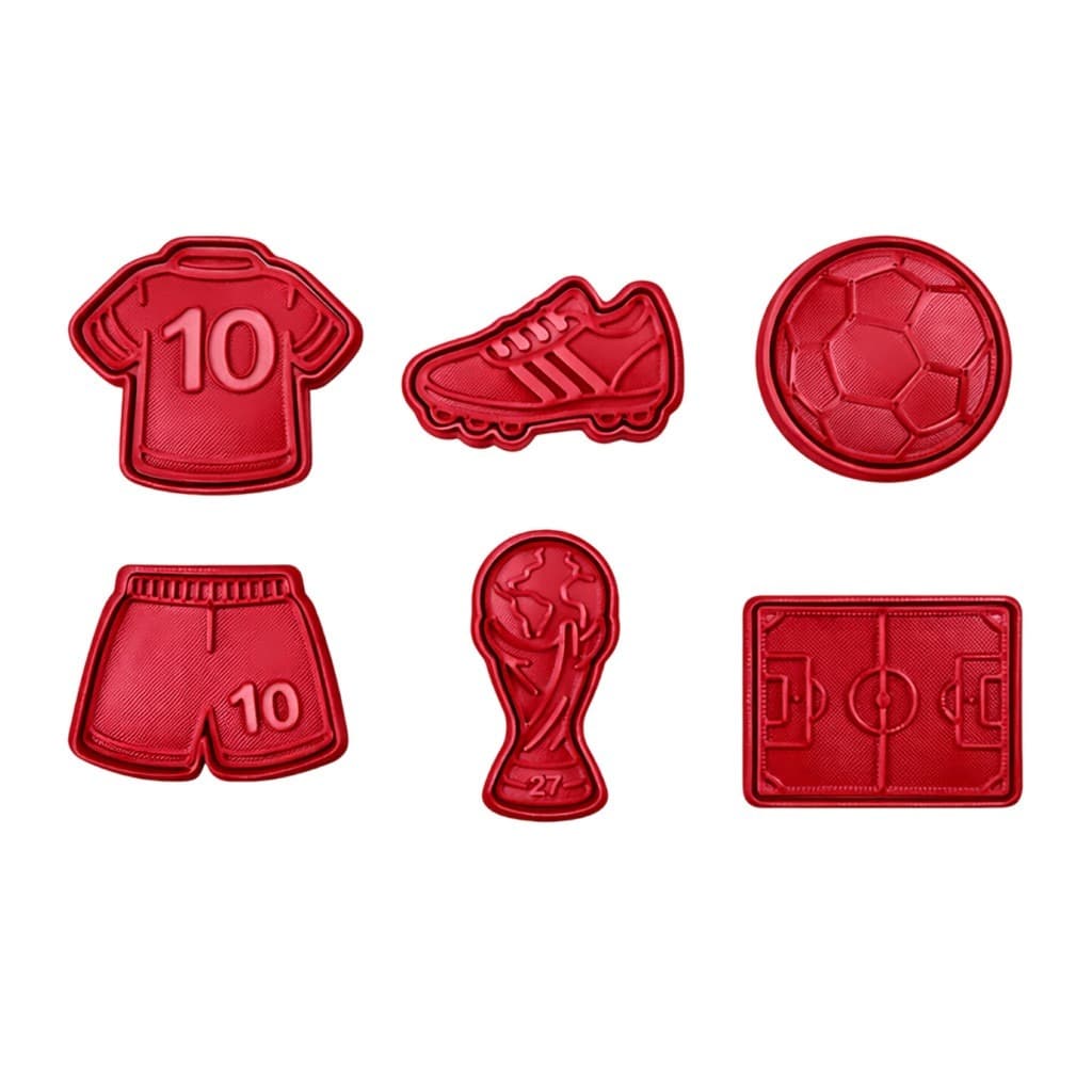Cortador Marcador Massas KIT C/6 Futebol | Copa, Campo, Taça, Short e Camisa