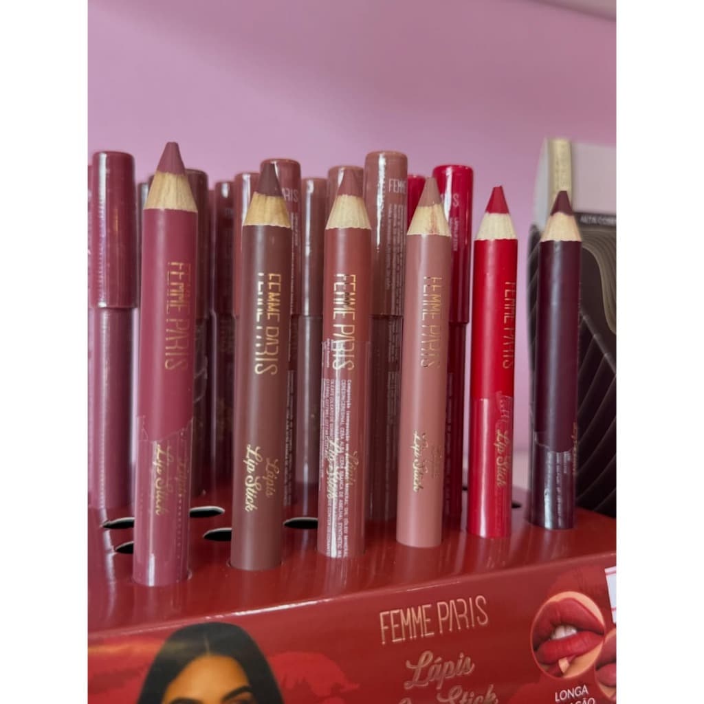 Lápis Batom Labial Femme Paris Alta Pigmentação Longa Duração para Lábios
