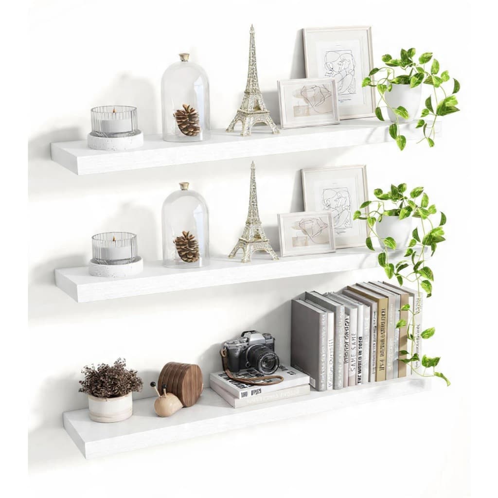 Kit 3 Peças Prateleiras 60x15 Em Branco Suporte De Instalação Grátis Sala Quarto Cozinha Escritório