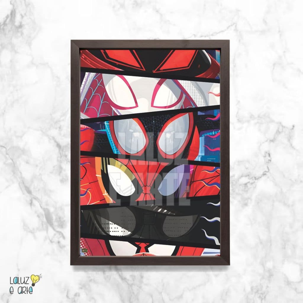 LaLuz e Arte Quadro Decorativo Homem Aranha Olhos Decoração Geek SpiderMan