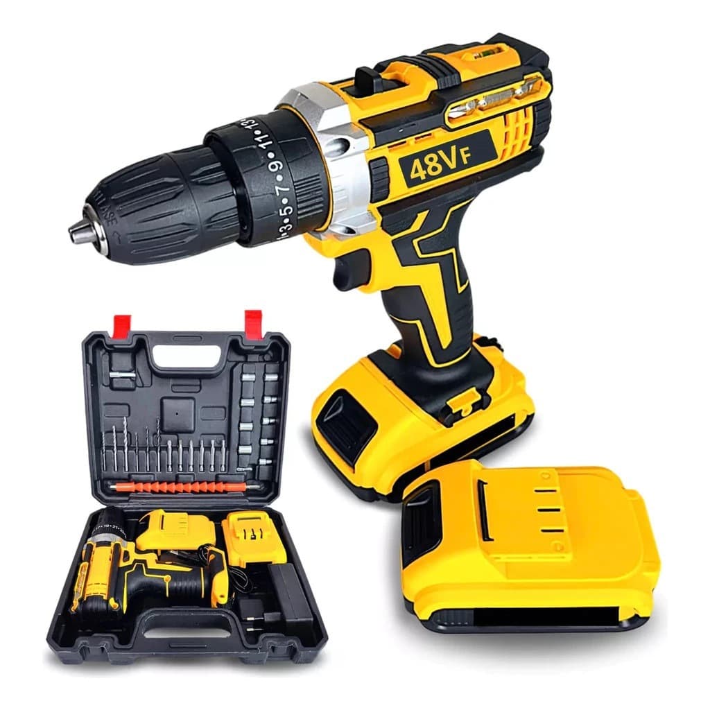 Parafusadeira Furadeira 48V 2 Baterias Com Maleta e Acessórios Completo