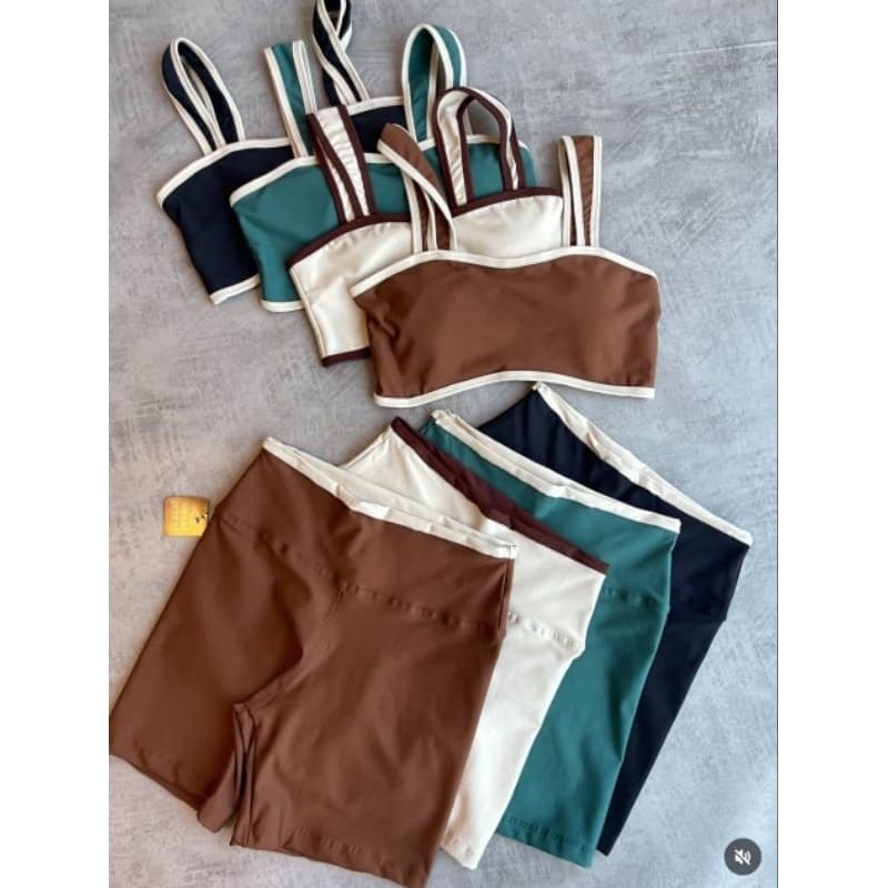 Conjunto de academia Sara top + short poliamida alta compressao