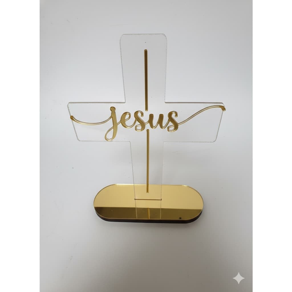 Destaque seu Altar: Cruz Crucifixo Religioso em Acrílico  de Luxo e Base de MDF 6mm – Acabamento Impecável.
