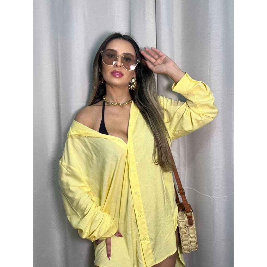 Chemise eleganteCamisa Feminina Blogueira | Tecido Leve Viscolinho + Conforto entrega imediata