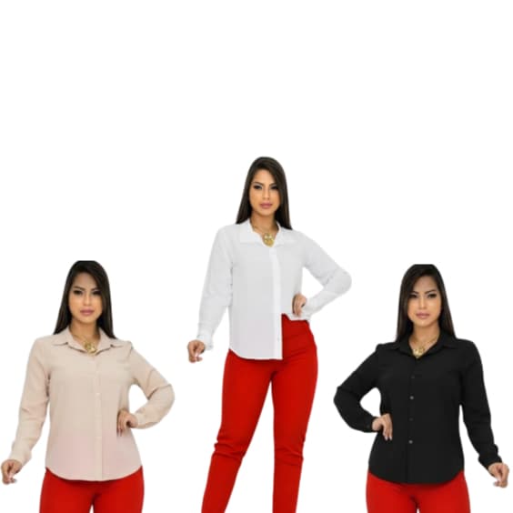 Camisa Social Feminina de Botões Tendência