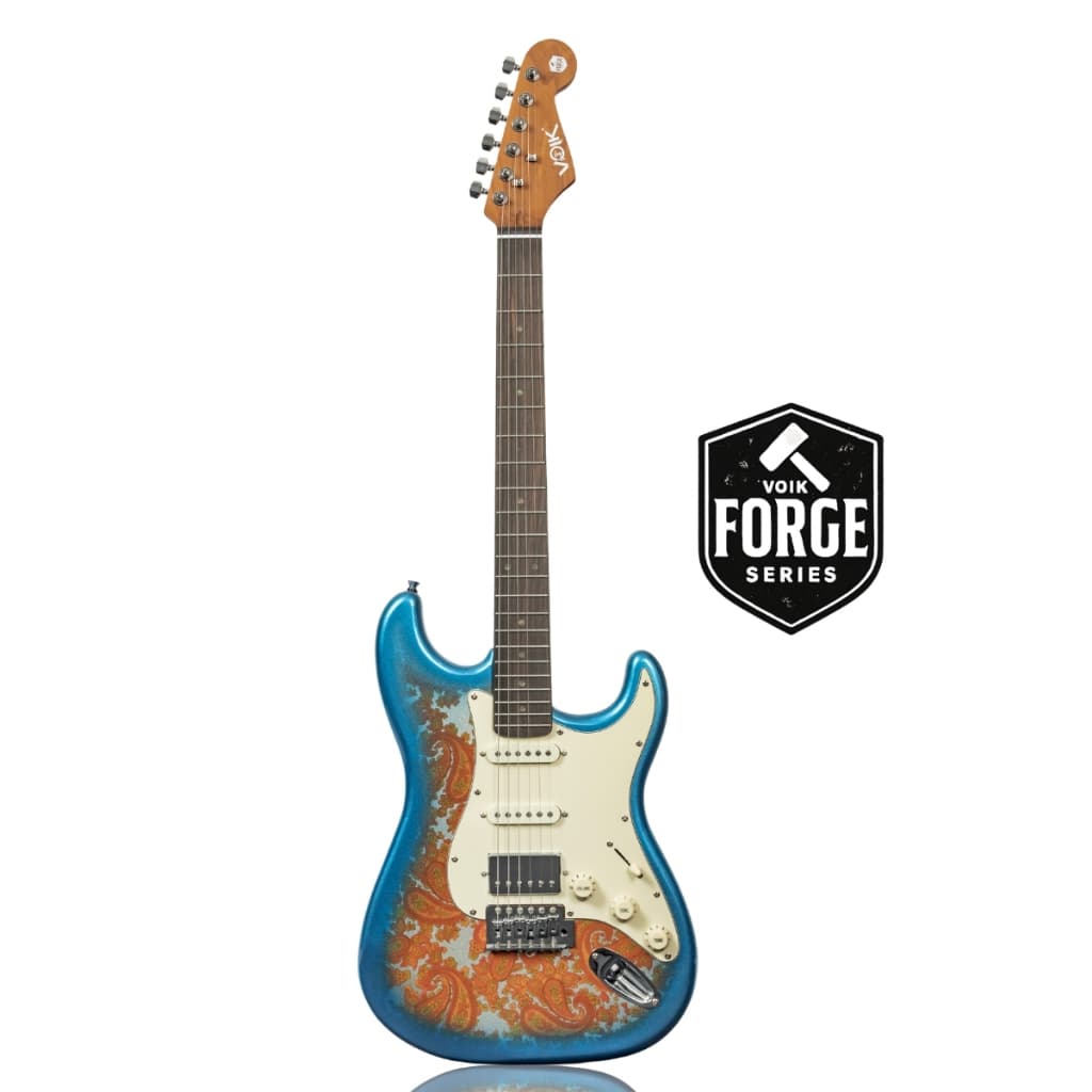 Guitarra Elétrica Voik 300 Cor BLUEFLAME Brilhante Strato Captador HSS Corpo Álamo P/ Destros