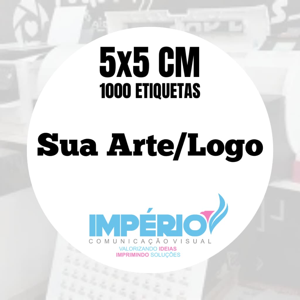 Adesivo Vinil Personalizados 5x5cm 1000 unidades Leitoso Quadrado e Redondo Resistente Durável