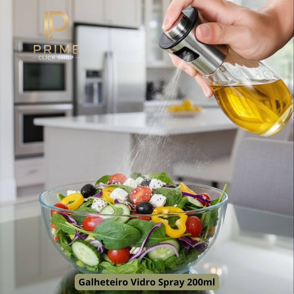Galheteiro De Vidro Spray 200ml Pulverizador Uniforme Cozinha Mais Saudável E Econômica