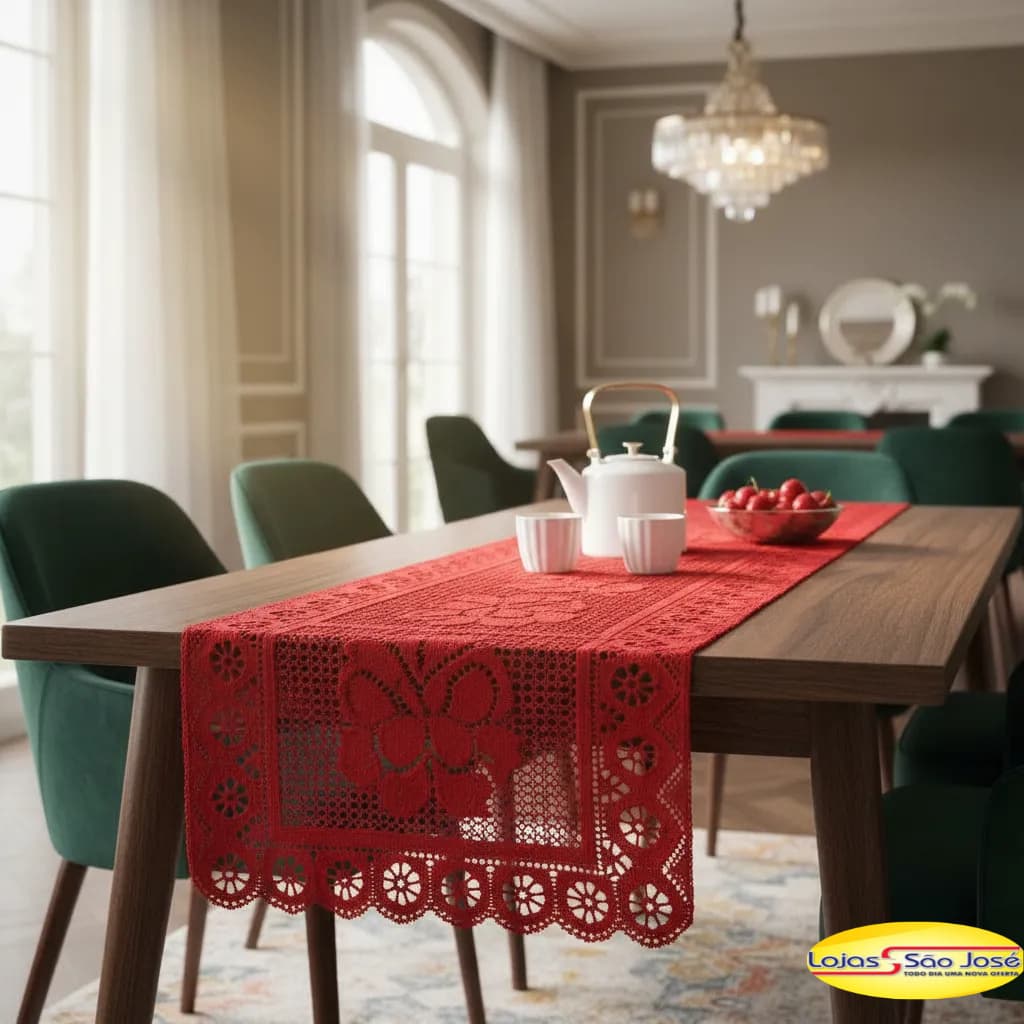 Passadeira de Mesa em Renda Fibra de Coco Grossa – Caminho de Mesa Renda Prêmio 100%  Poliamida