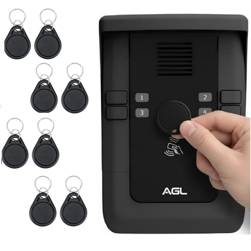 Porteiro coletivo S500 4 pontos de interfone com 8 tags controle de acesso AGL