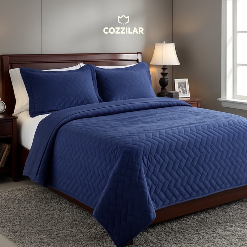 Kit Colcha Cobre Leito Cama Casal Queen 3 Peças 240x260cm Matelado Porta Travesseiro Cozzilar