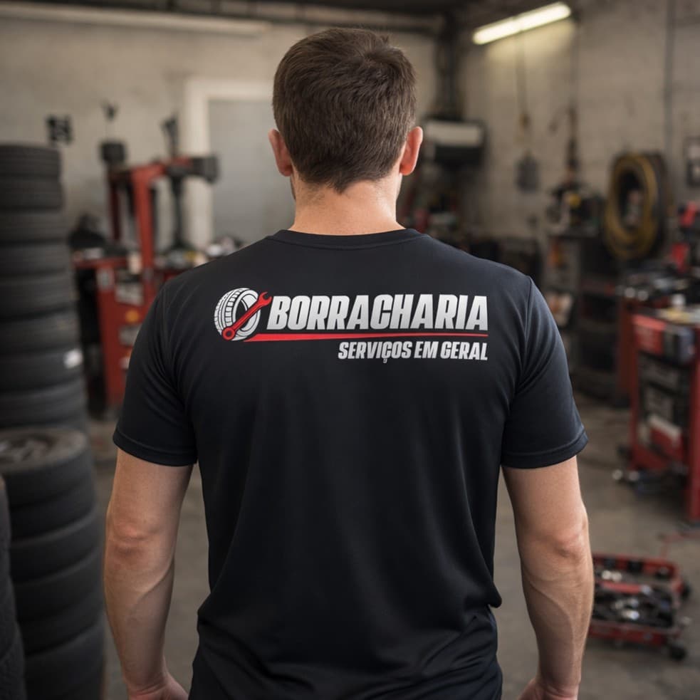 Camisa Masculina Camiseta BORRACHARIA BORRACHEIRO Pneu Carro Moto Serviços Gerais Uniforme Dry Fit