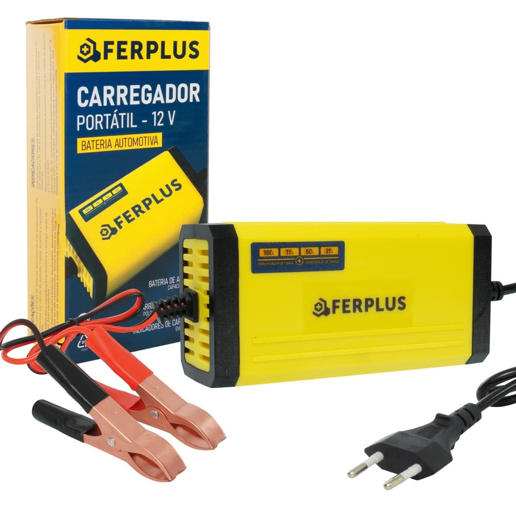 Carregador Bateria Automotiva Portátil 12V 2A 24W Bivolt Para Carro e Moto Inteligente