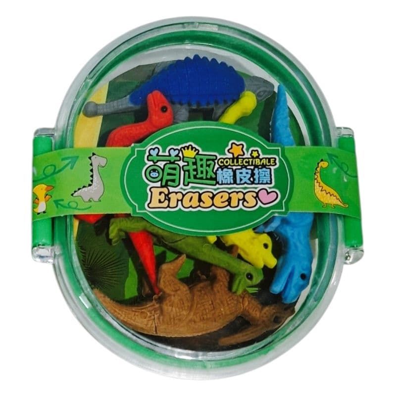 🦖 Estojo de Borrachas Dinossauro – Kit com Mini Borrachas Colecionáveis Infantil