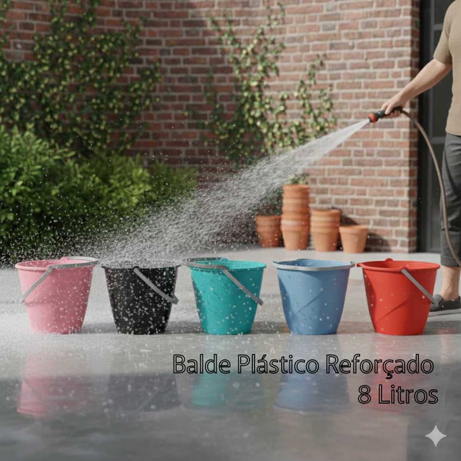 Kit 2 Baldes Multiuso 8 Litros Resistente Lavanderia Roupas Plástico Reforçado Organizador