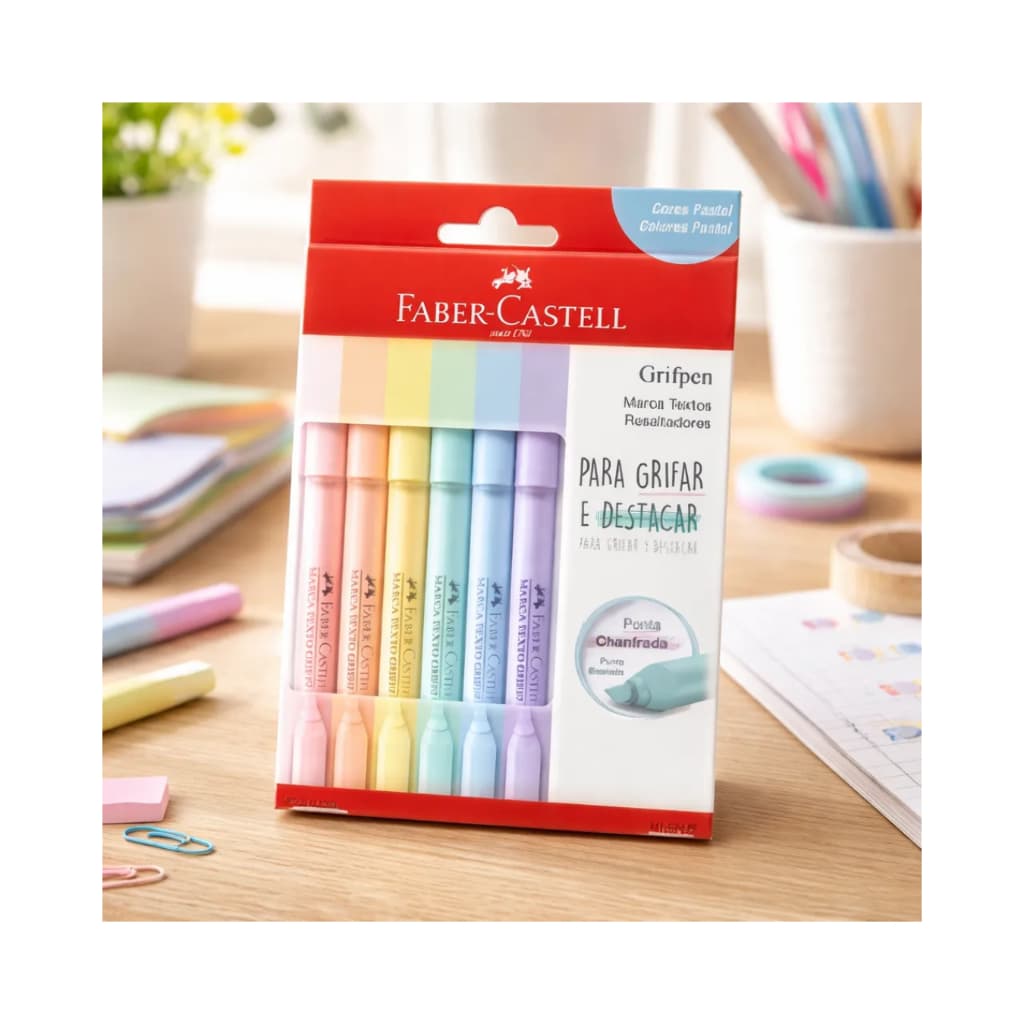 Kit Caneta Marca Texto Grifpen Faber Castell