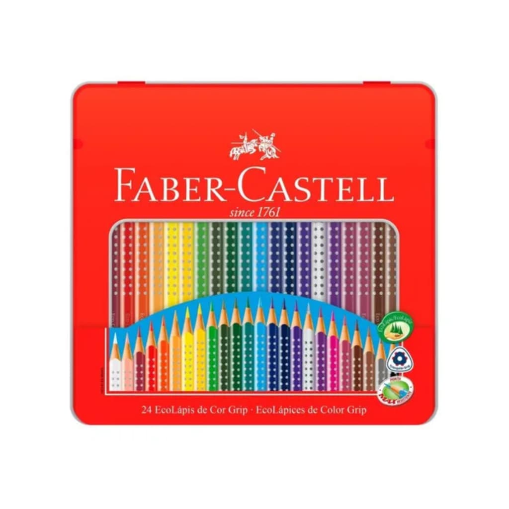 Lápis De Cor 24 Cores Grip Lata Faber Castell