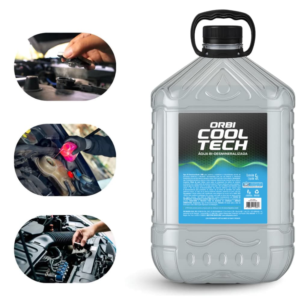 Água Desmineralizada Orbi 5l Para Radiador Carro E Moto Água