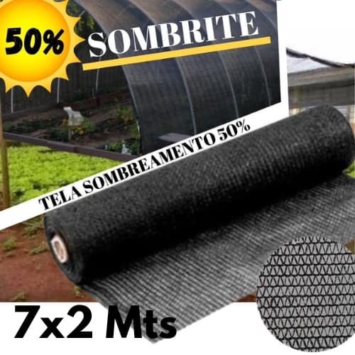 Tela Sombrite 50% 7x2 Mts para Horta Jardim Orquidário Estufa Viveiro Proteção UV Alta Resistência