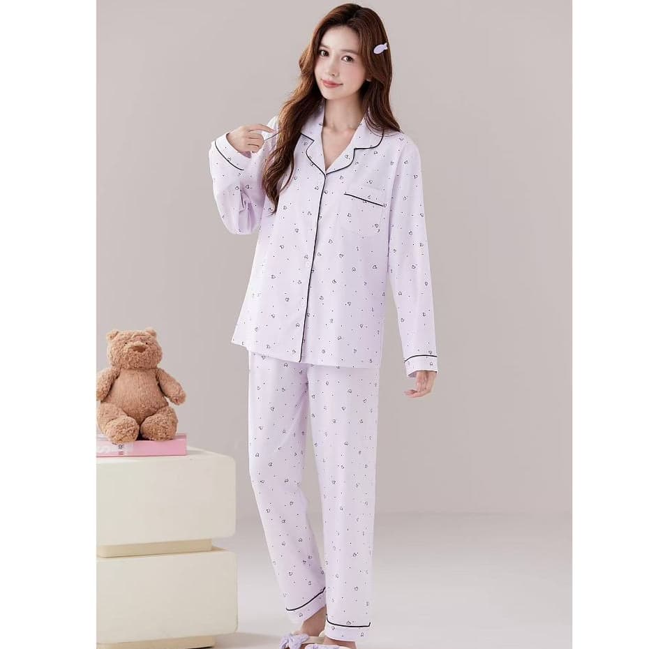 Pijama Feminino Longo Estilo Americano com Botões–Conjunto Elegante, Confortável e Ideal para Dormir ou Relaxar em Casa