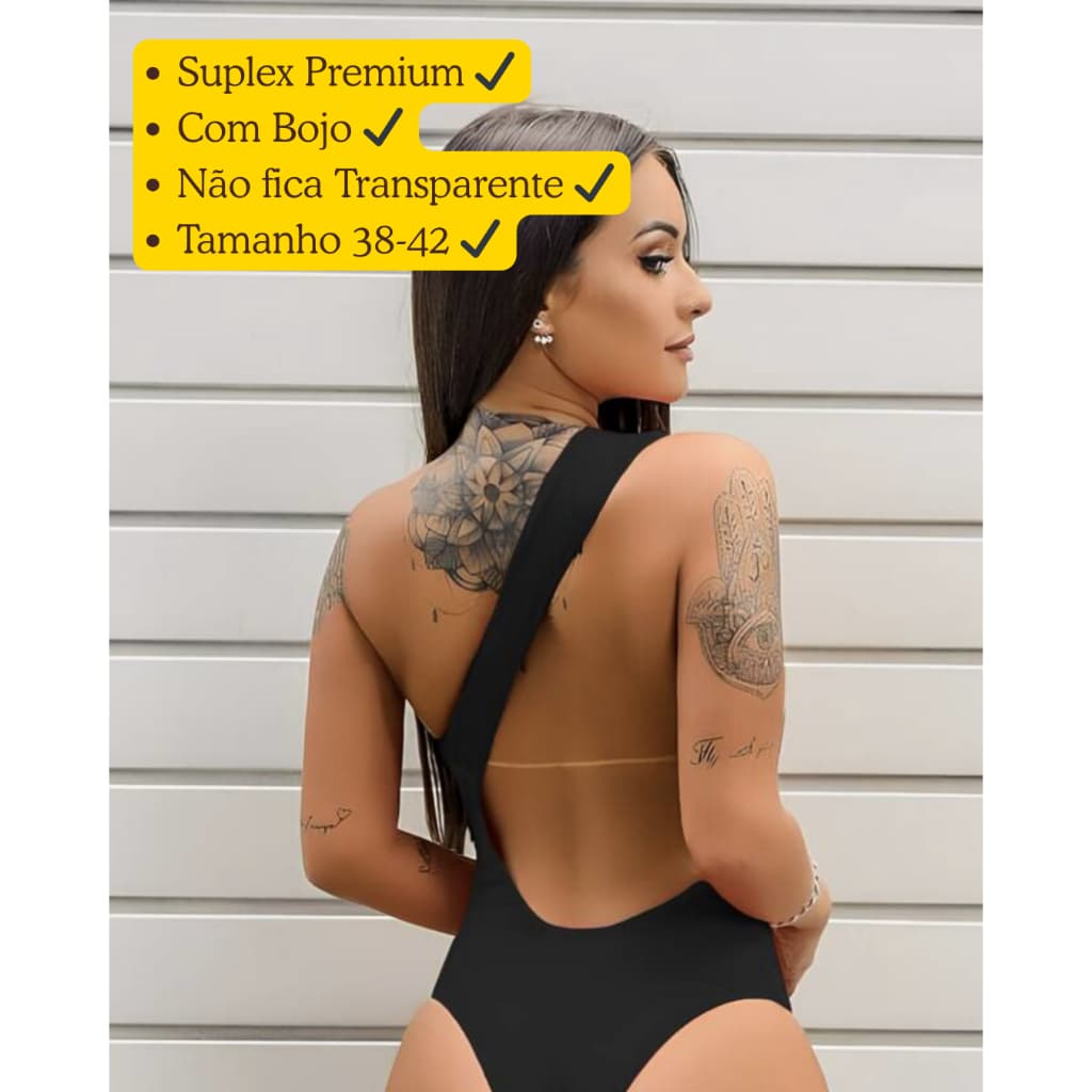 Kit 2 Body Feminino Heloisa com Faixa Forro e Bojo Alfaiataria em Suplex Premium