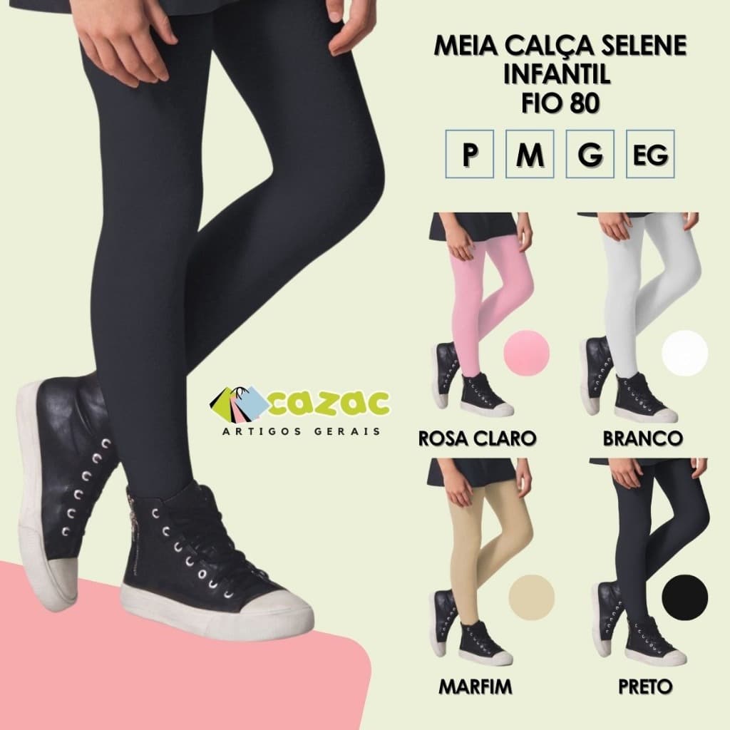 Meia Calça Algodão Fio 80 Grossa Ballet Menina Infantil Confortável Elástica Selene