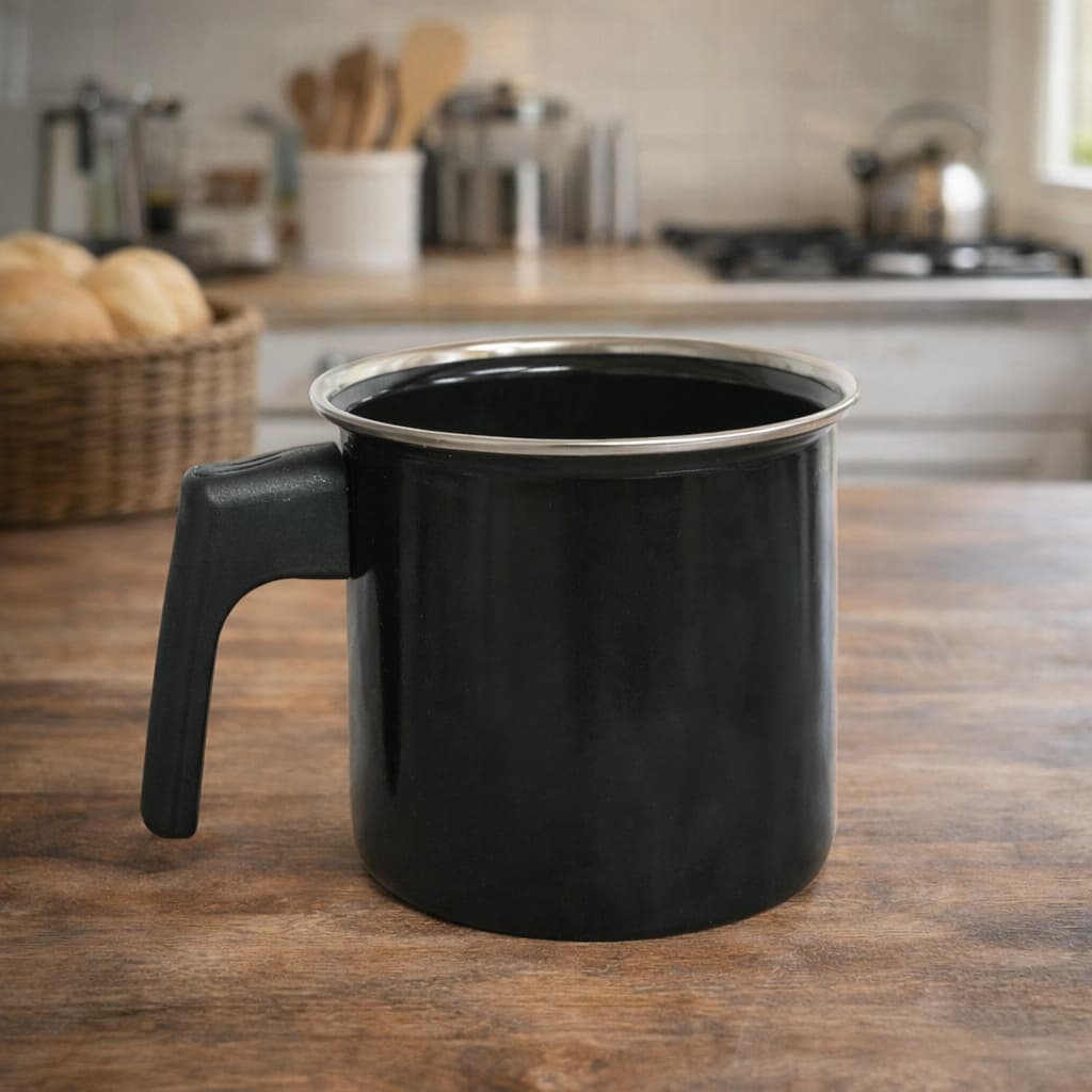 Caneca Esmaltada Leiteira Indução Fogão Louça Aço  Revestimento