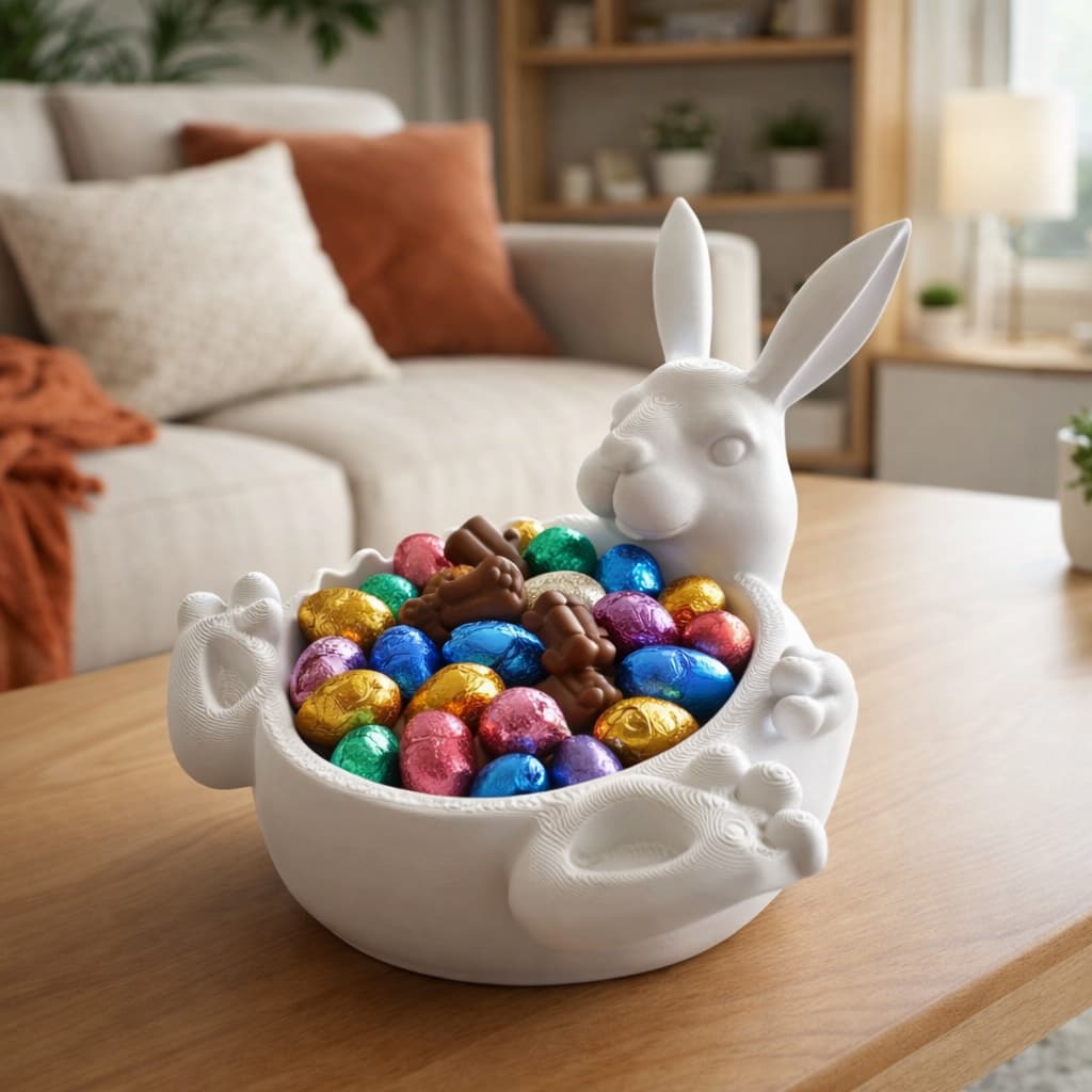 Coelho Porta Ovo Páscoa Decorativo para Chocolate – Enfeite de Mesa Ferrero Rocher e Kinder Ovo | Presente Criativo
