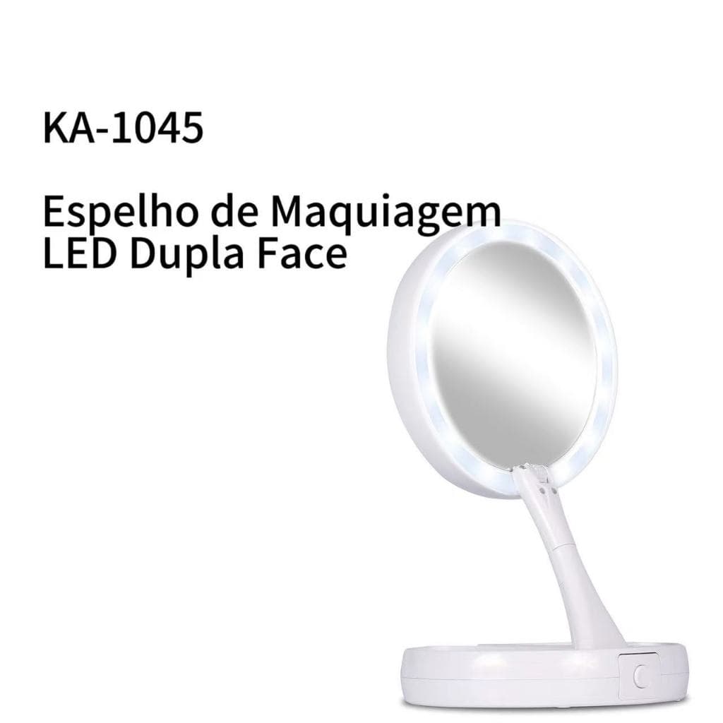 Espelho de Maquiagem LED Dupla Face-kapbom KA-1045Iluminação Natural, Dobrável e Portátil para Maquiagem e Barbear