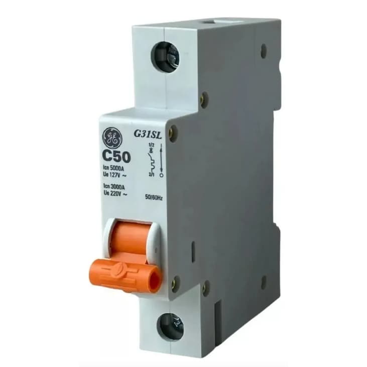 Disjuntor Monofasico Din 1P 50A 220v Curva C 5Ka G31SLC50 GE
